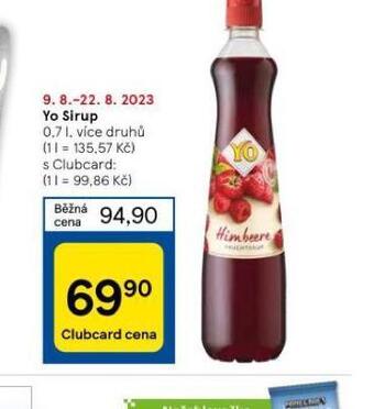Tesco Yo sirup nabídka