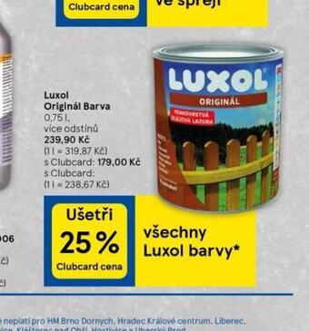 Tesco Luxol originál barva nabídka