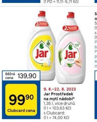 Tesco Jar prostředek na nádobí nabídka
