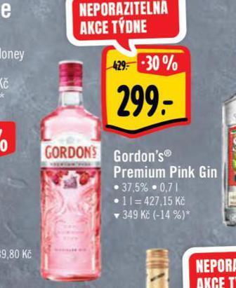 Albert Gordon's premium pink gin nabídka