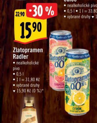 Albert Zlatopramen radler nabídka
