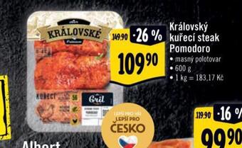Albert Královský kuřecí steak pomodoro nabídka