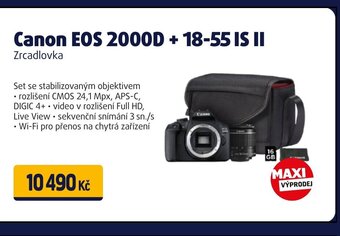 Datart Canon EOS 2000D + 18-55 IS II Zrcadlovka nabídka
