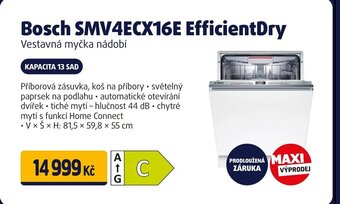 Datart Bosch SMV4ECX16E EfficientDry Vestavná myčka nádobí nabídka