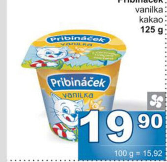 Jip Pribináček: vanilka: kakao: 125 g: nabídka