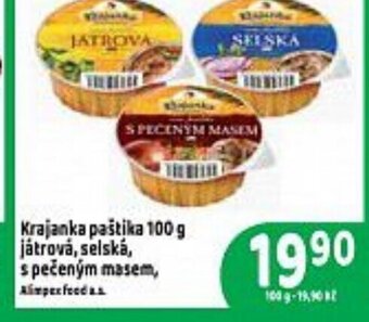 Brněnka Krajanka paštika 100 g játrová, selská, s pečeným masem, Aimperfood as nabídka