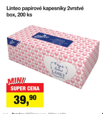 Šlak Linteo papírové kapesníky 2vrstvé box, 200 ks nabídka