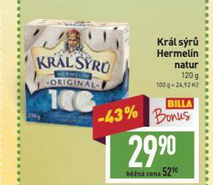 Billa Král sýrů hermelín nabídka