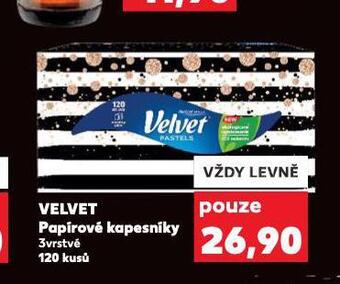 Kaufland Velvet papírové kapesníky nabídka