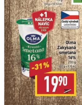 Billa Olma zakysaná smetana nabídka