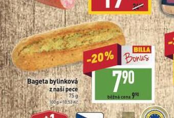 Billa Bageta bylinková nabídka