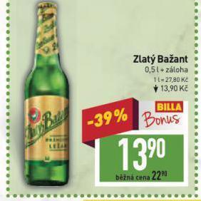 Billa Pivo zlatý bažant nabídka