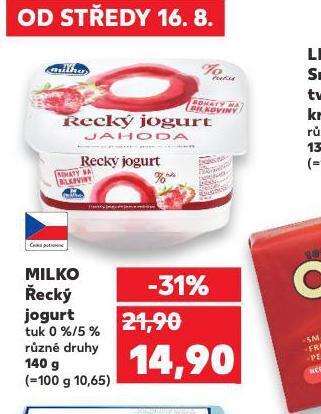 Kaufland Milko řecký jogurt nabídka