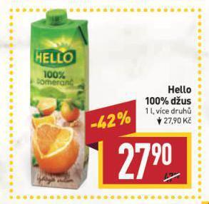 Billa Hello 100% džus nabídka