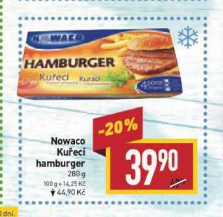 Billa Nowaco kuřecí hamburger nabídka