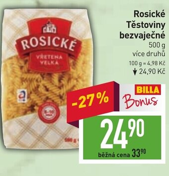 Billa Rosické Těstoviny bezvaječné nabídka