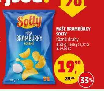 Penny Market Naše brambůrky solty, 150 g nabídka