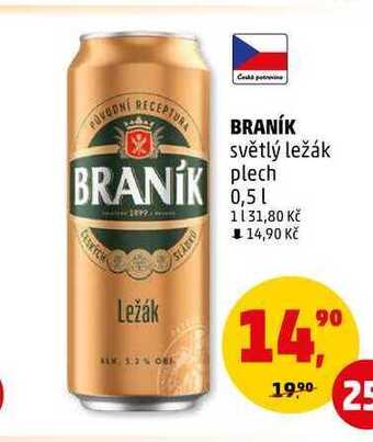 Penny Market Braník světlý ležák plech, 0,5 l nabídka