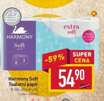 Billa Harmony soft toaletní papír 8 rolí nabídka