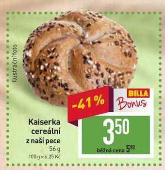 Billa Kaiserka cereální z naší pece 56 g nabídka