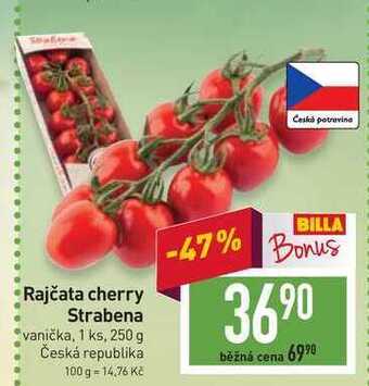 Billa Rajčata cherry strabena vanička, 1 ks, 250 g nabídka