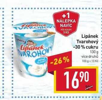 Billa Lipánek tvarohový -30% cukru 130 g nabídka
