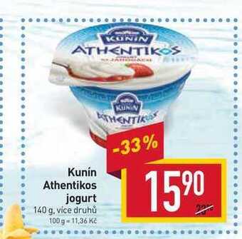 Billa Kunín athentikos jogurt 140 g nabídka