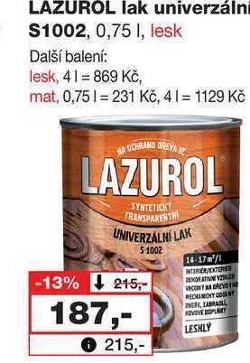 Barvy a laky drogerie Lazurol lak univerzálni $1002, 0,75 l, lesk nabídka
