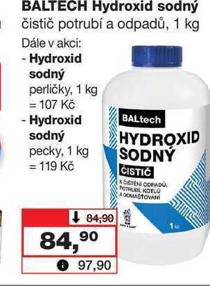 Barvy a laky drogerie Baltech hydroxid sodný čistič potrubí a odpadů, 1 kg nabídka