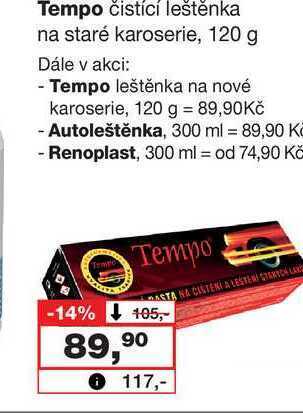 Barvy a laky drogerie Tempo čistící leštěnka na staré karoserie, 120 g nabídka