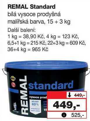 Barvy a laky drogerie Remal standard bílá vysoce prodyšná malířská barva, 15 + 3 kg nabídka
