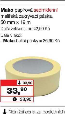 Barvy a laky drogerie Mako papírová sedmidenní malířská zakrývací páska, 50 mm x 19 m nabídka