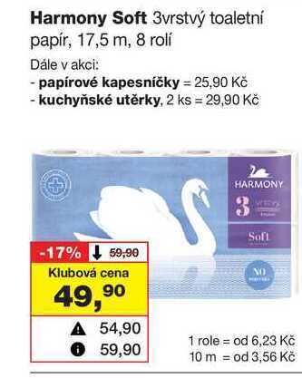 Barvy a laky drogerie Harmony soft 3vrstvý toaletní papír, 17,5 m, 8 rolí nabídka