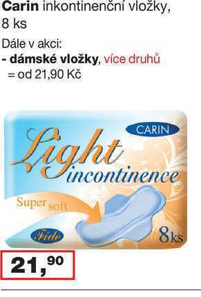 Ráj drogerie Carin inkontinenční vložky, 8 ks nabídka