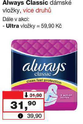 Barvy a laky drogerie Always classic dámské vložky, více druhů nabídka