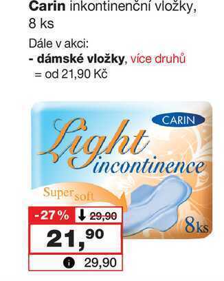 Barvy a laky drogerie Carin inkontinenční vložky, 8 ks nabídka