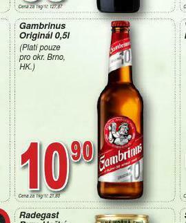 Lidl Pivo gambrinus original nabídka