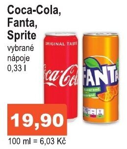 COOP DISKONT Coca-Cola, Fanta, Sprite nabídka
