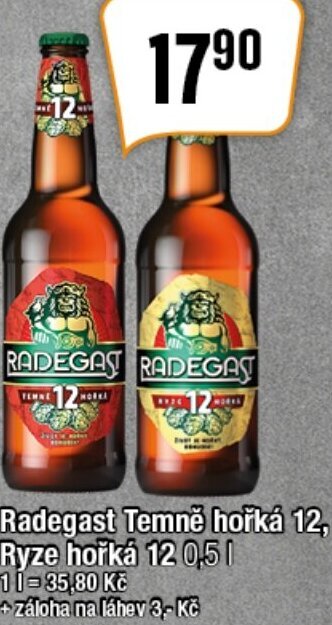 TEMPO Radegast Temně hořká 12, Ryze hořká 12 0,5L nabídka
