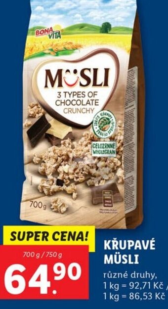Lidl KŘUPAVÉ MÜSLI nabídka