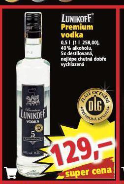 Norma Lunikoff vodka nabídka