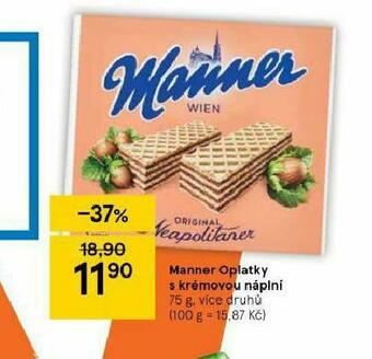Tesco Manner oplatky s krémovou náplní nabídka