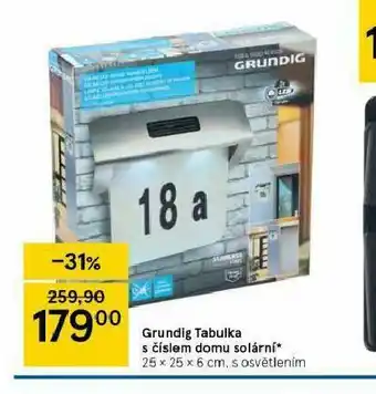 Tesco Grundig tabulka s číslem domu solární nabídka