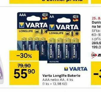 Tesco Varta long life baterie nabídka