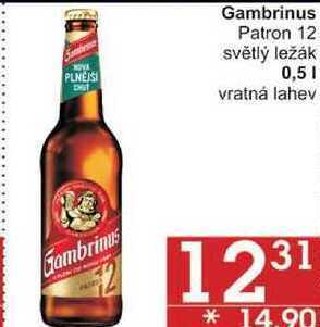 Jip Gambrinus patron 12 světlý ležák, 0,5 l nabídka