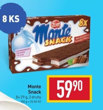 Billa Monte Snack nabídka