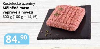 Potraviny CZ Kostelecké uzeniny Mělněné maso vepřové a hovězí nabídka