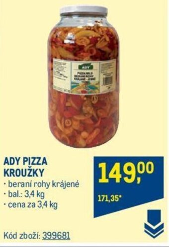 Makro ADY PIZZA KROUŽKY nabídka