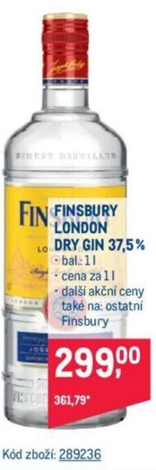 Makro FINSBURY LONDON DRY GIN 37,5% nabídka