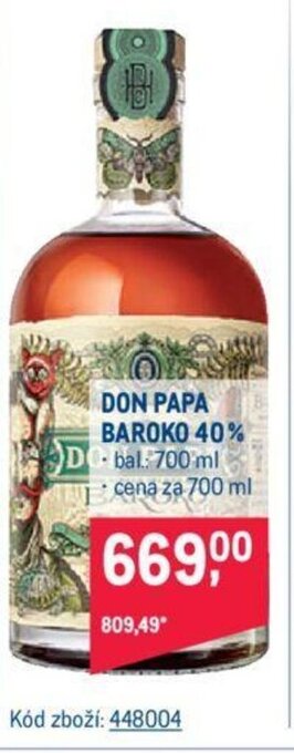 DON PAPA BAROKO 40% DC-bal: 700 ml cena za 700 ml